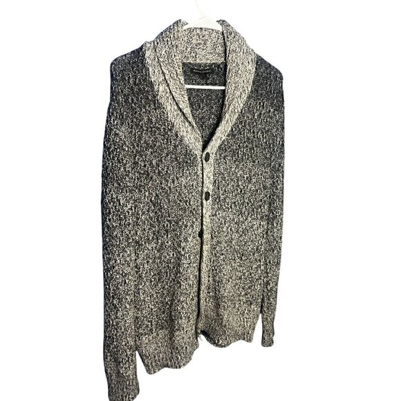 Banana Republic Mens Shawl Collar Cardigan Sweater M Gray Knit Cotton - Picture 1 of 5